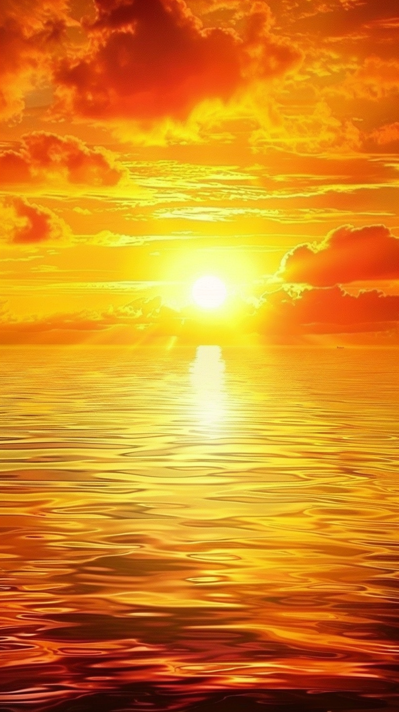 The sunset is full of the sky, the water waves do not reflect the splendor, and the quiet sea exhibition is magnificent.