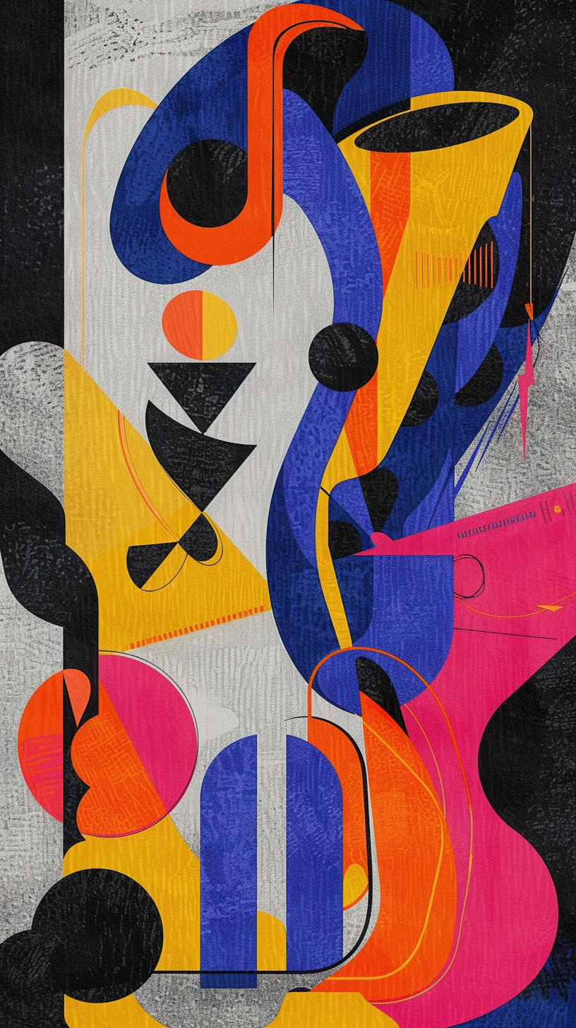 Abstract art painting, color interweaving, geometric changes, full of modern dynamics.