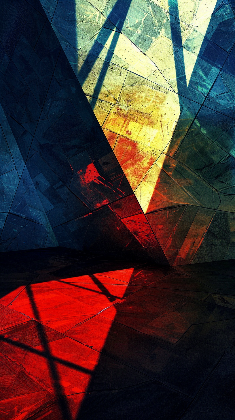 The colorful geometry is interwoven and the light and shadow changes to show the beauty of modern art.