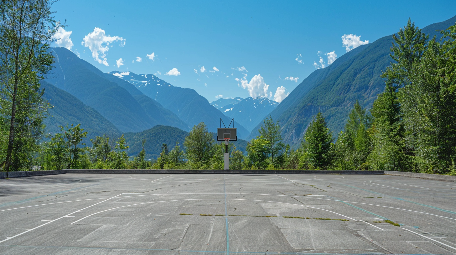 The pitch at the foot of the mountain was empty, the mountains were covered with snow, and the sky was cloudless.