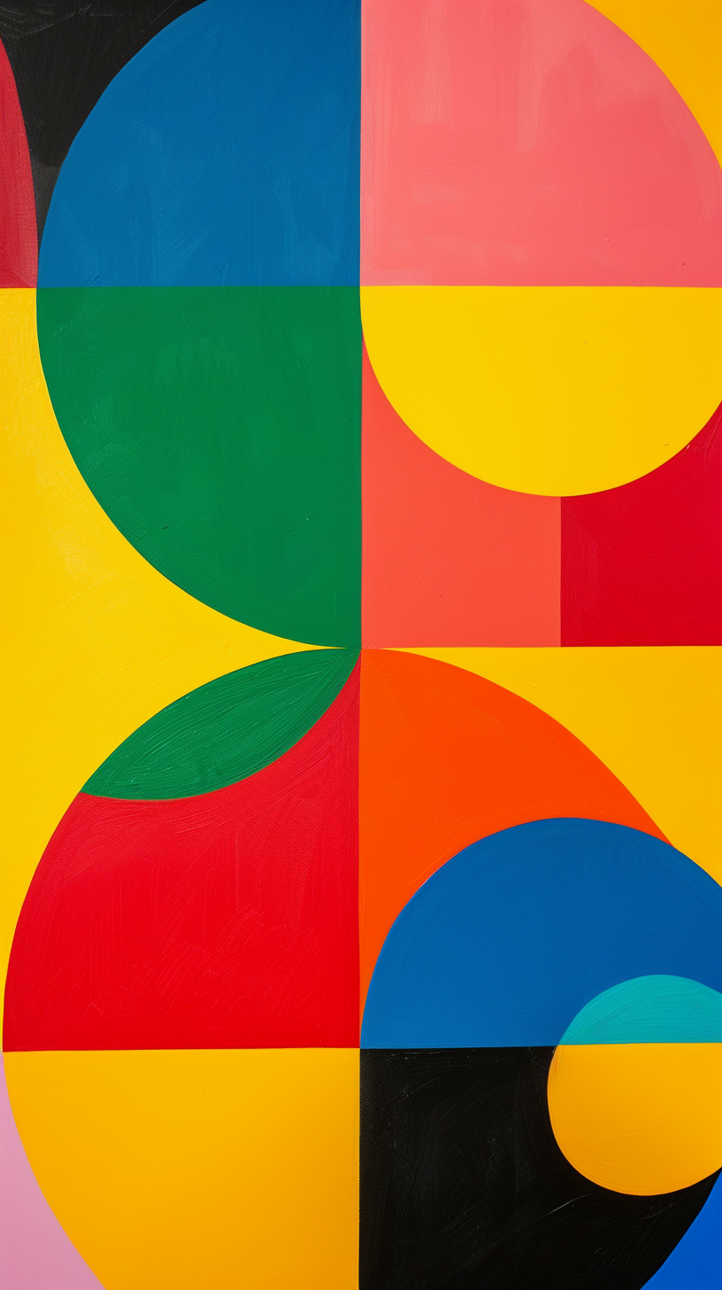 Abstract art painting, colorful geometric interweaving, modern art flavor, abstract patterns leap on the paper.