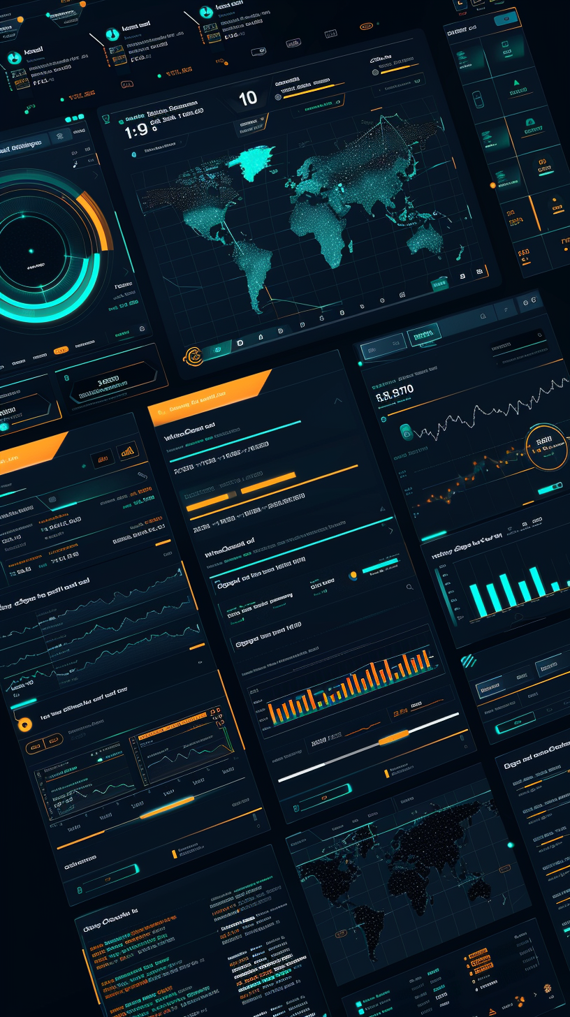 The data charts are clearly presented in contrasting colors and present global dynamic information.