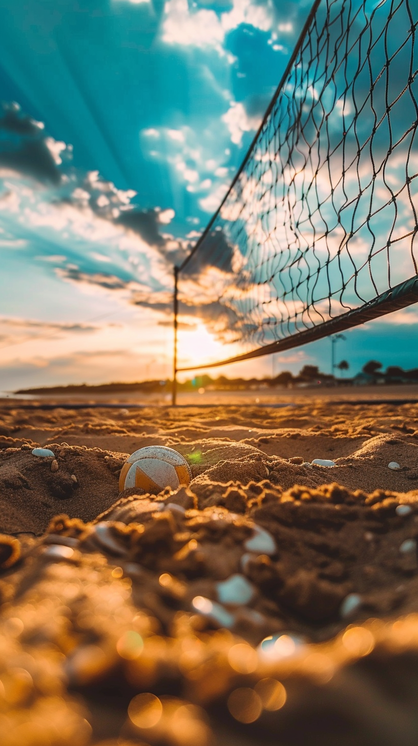 Rather, it's the net on the beach, the sunset, the beach, the flying, the calm sky.