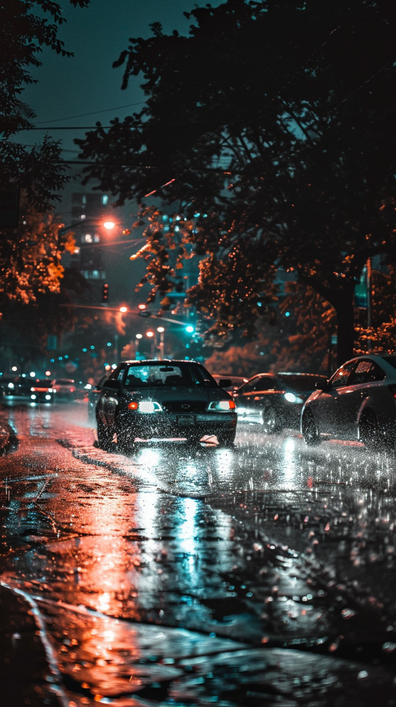 It rained in the street that night.