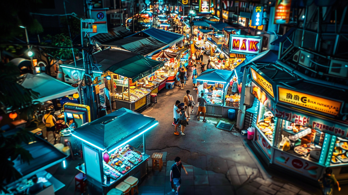 At night, Third World cities are brightly lit and filled with cities.