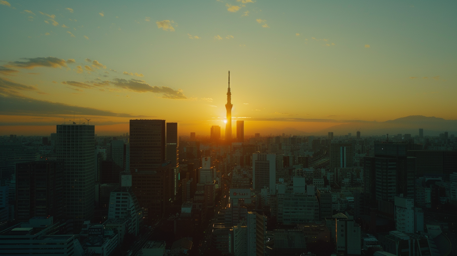 The house faces the sun and the buildings of the city look bright.