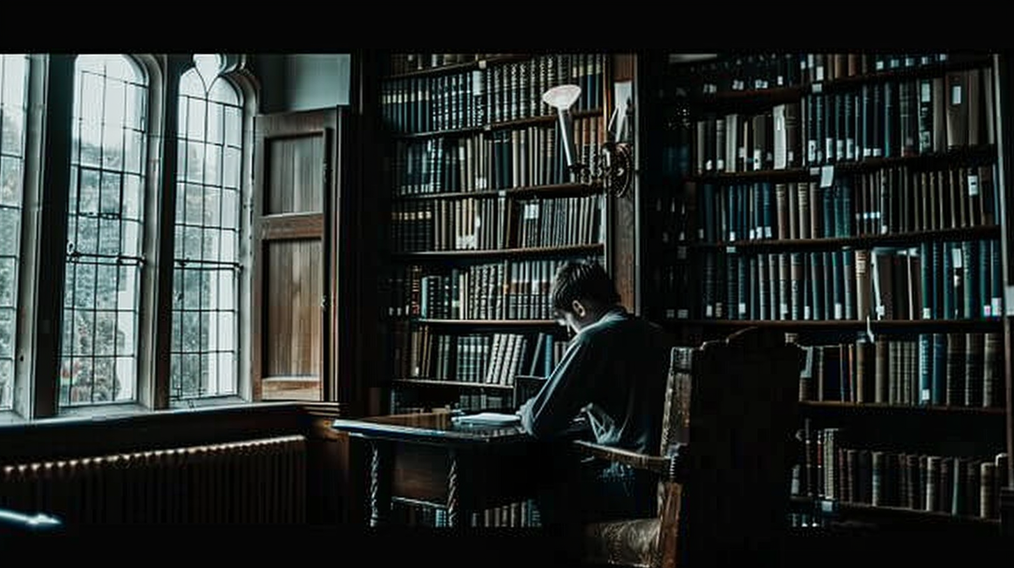 The chair was dark, and the shelves behind me were filled with knowledge.