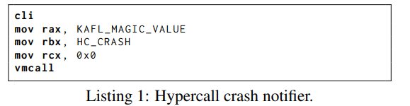 Listing 1: Hypercall crash notifier.