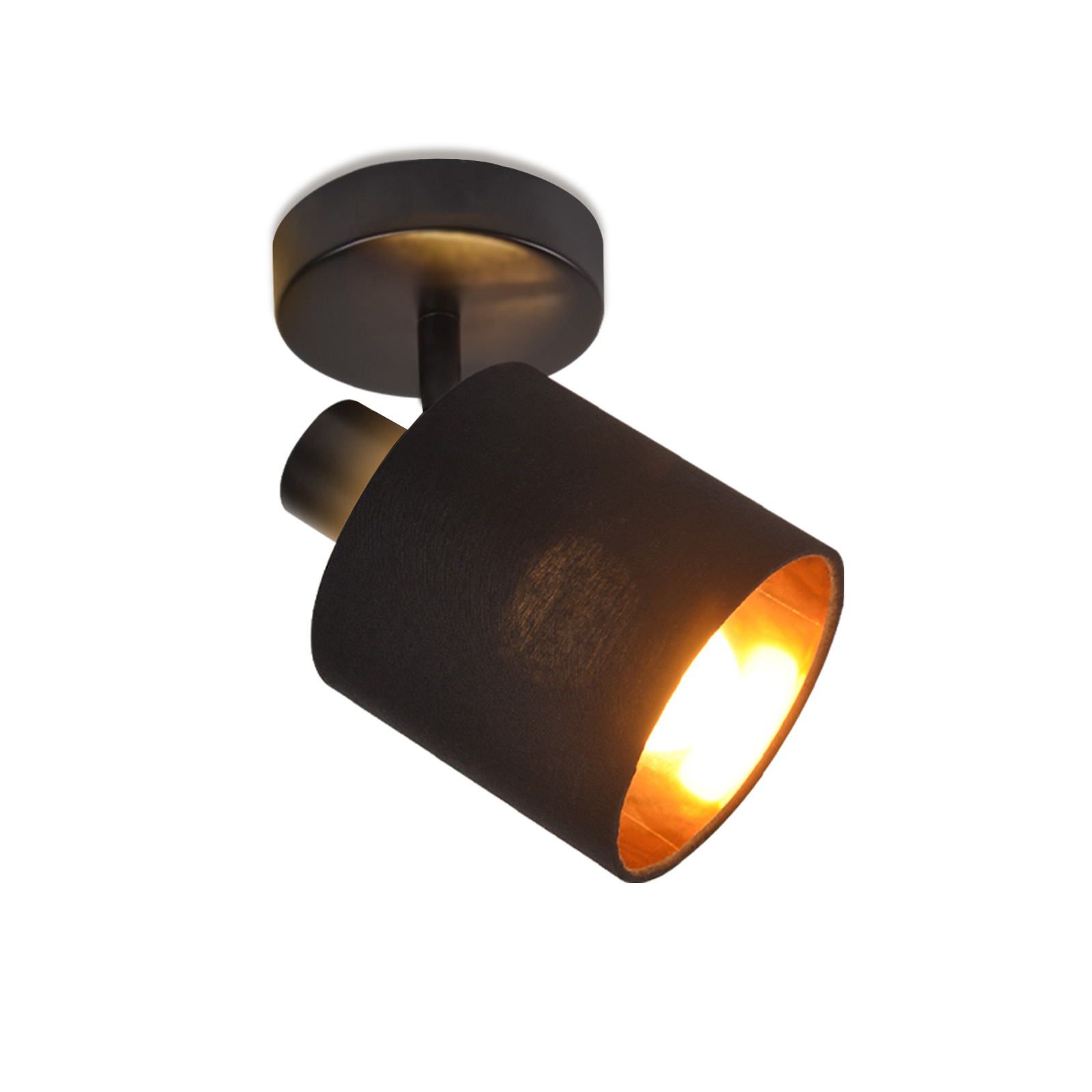 Glitzerlife Deckenlampe 1 Flammig Deckenstrahler Schwarz - Deckenleuchte Vintage Deckenspot E14 Wandstrahler Stoffschrim Schwenkbar 350° MAX.40W Für Schlafzimmer_voghion.com