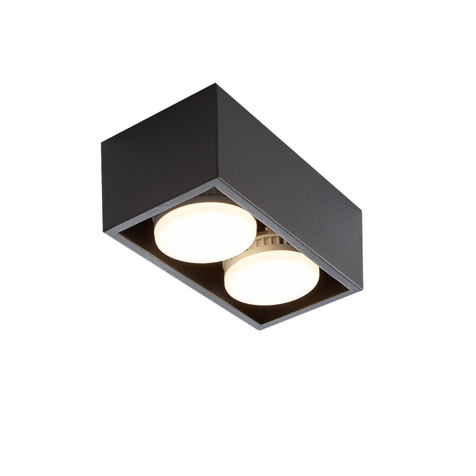 Glitzerlife Deckenspots Schwarz LED Aufbauspot - Aufbaustrahler Mit 2 Flammig Schwenkbar Deckenstrahler Warmweiß Aufbauleuchte Modern 2x5W GX53 Eckig Flach_voghion.com