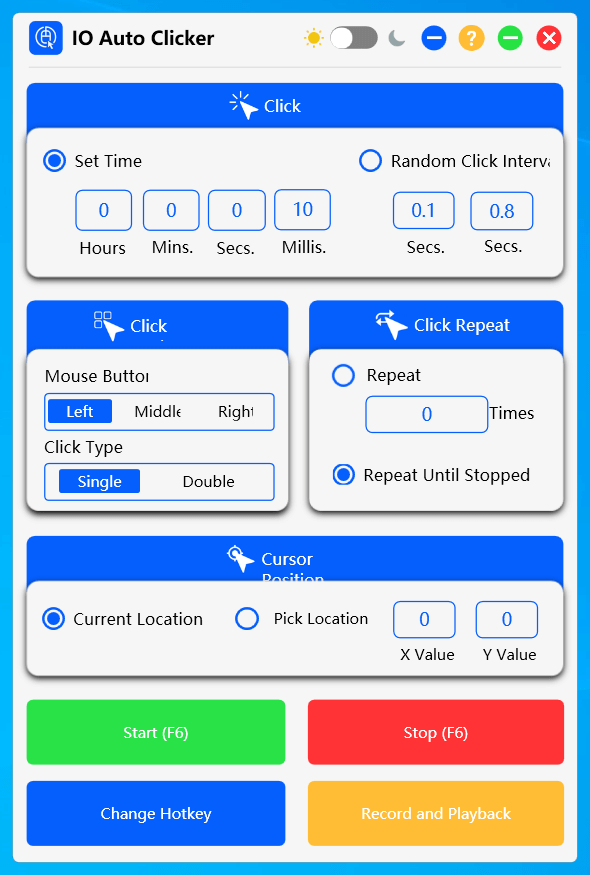 Windows IO AutoClicker 自动鼠标点击器_v1.0 绿色便携版