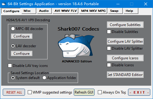 Shark007 Codecs(多媒体编解码器套件) v18.4.6 绿色版