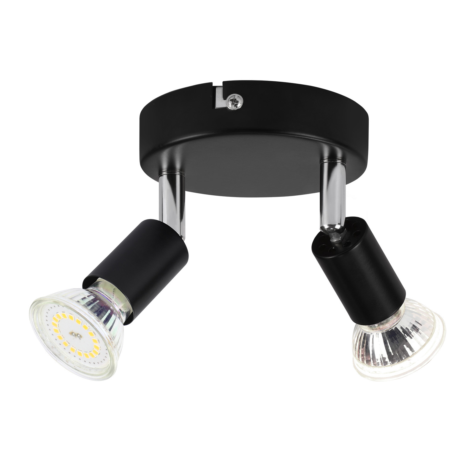 Glitzerlife Deckenstrahler LED Schwarz 2 Flammig - Moderne Deckenleuchte Schwenkbar 350° GU10 Rund Metall Deckenspots Innen Deckenlampe Industrial Für Küche Flur_voghion.com