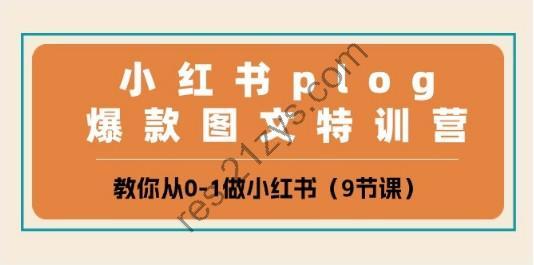 小红书 plog爆款图文特训营，教你从0-1做小红书（9节课）