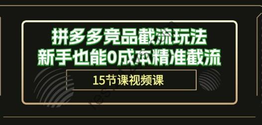 拼多多竞品截流玩法，新手也能0成本精准截流（15节课）