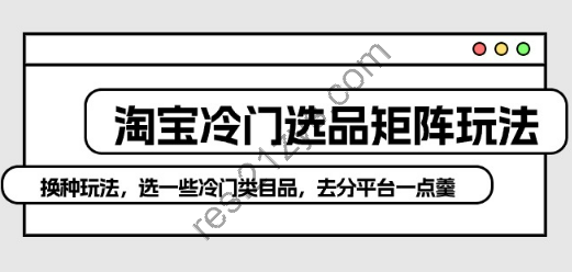 淘宝冷门选品矩阵玩法：换种玩法，选一些冷门类目品，去分平台一点羹