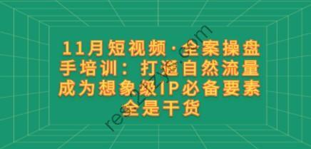 11月短视频·全案操盘手培训：打通自然流量 成为想象级IP必备要素 全是干货