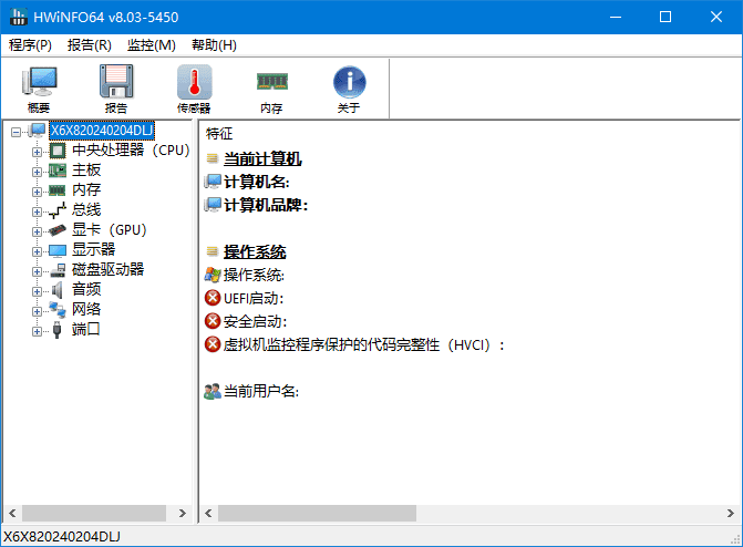 HWiNFO(专业系统信息检测工具) v8.03.5450 中文绿色版