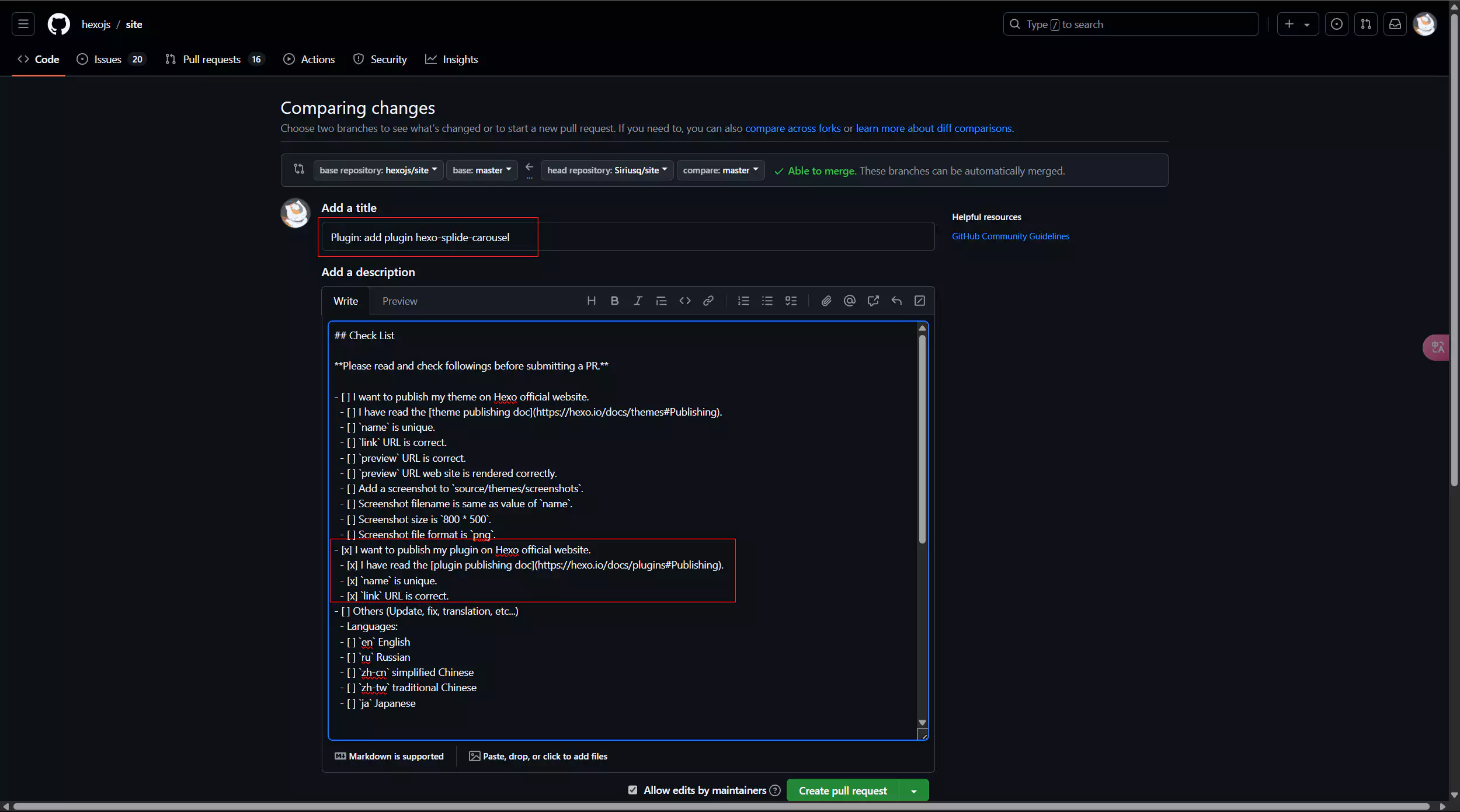 Check the relevant options