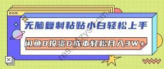 【无脑复制粘贴小白轻松上手】咸鱼0投资0成本轻松月入W+
