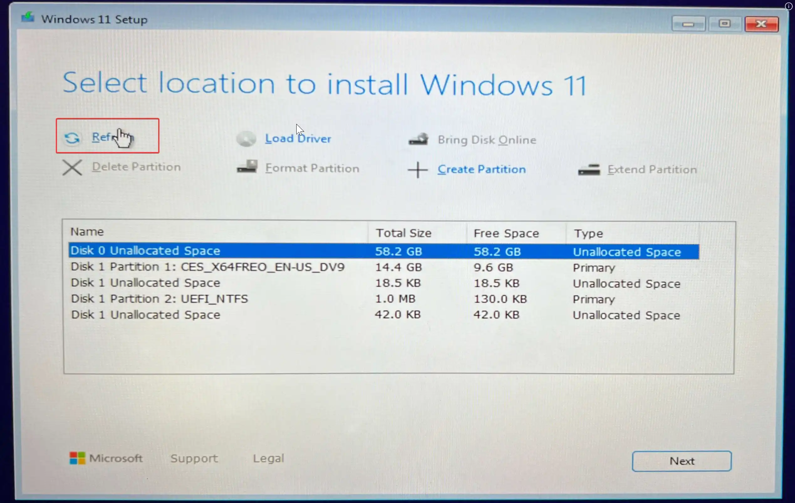 Refresh the drive list