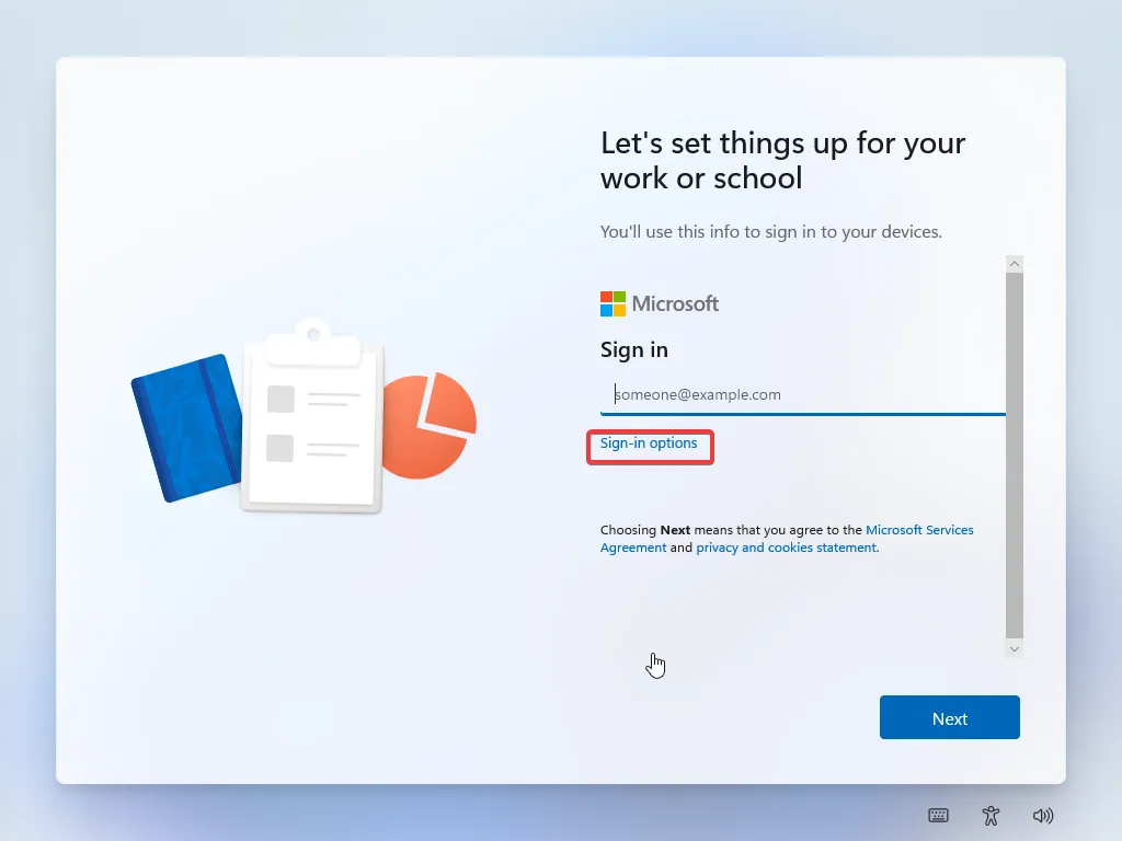 Change the sign-in options; Enterprise editions do not allow Microsoft personal account login