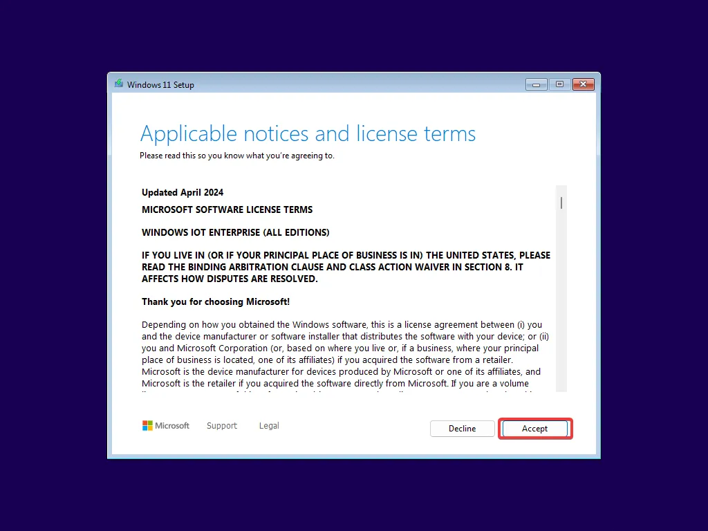 Accept license terms