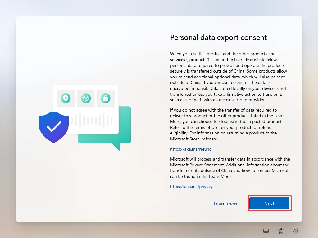 Personal date export consent