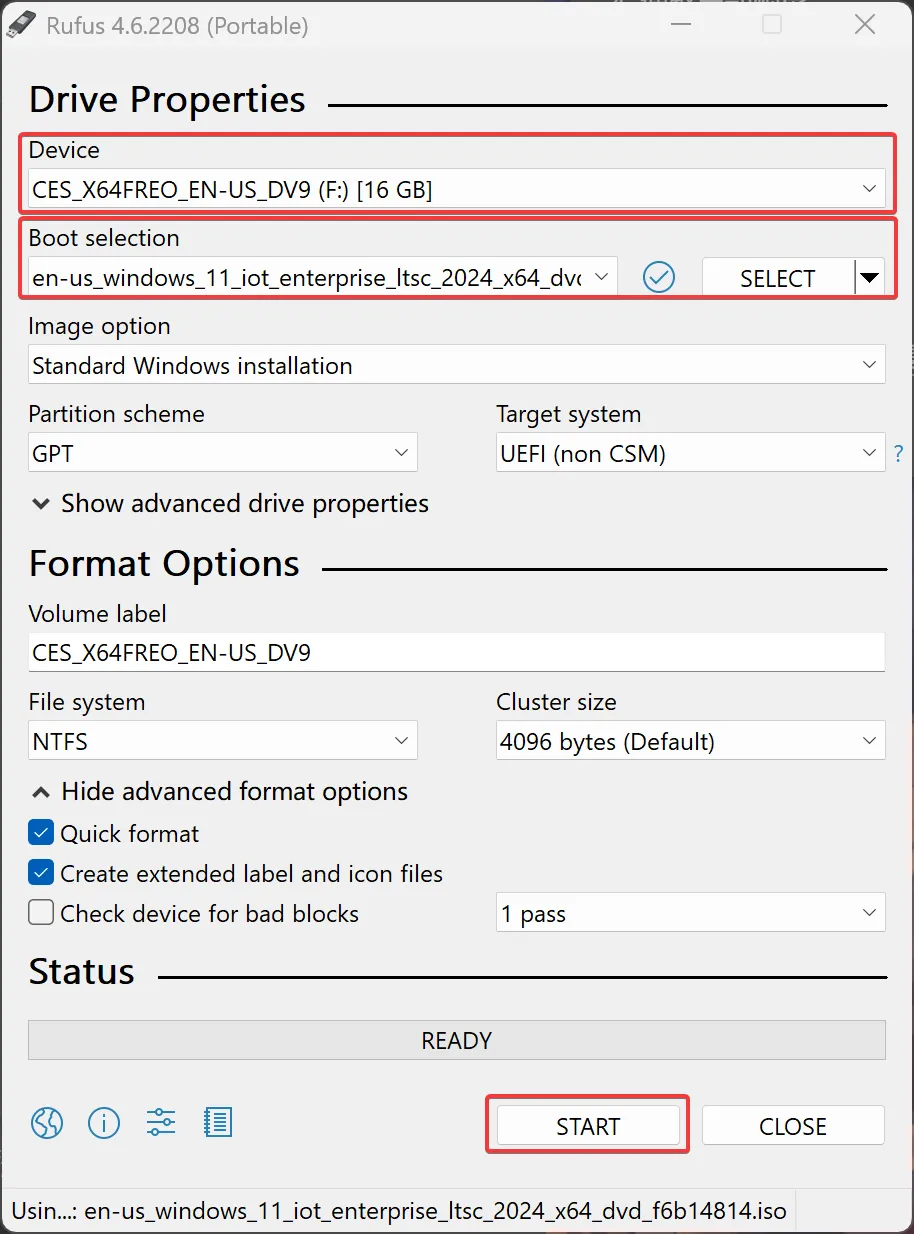 Set the device to the USB drive, select the system image you just downloaded as the boot selection