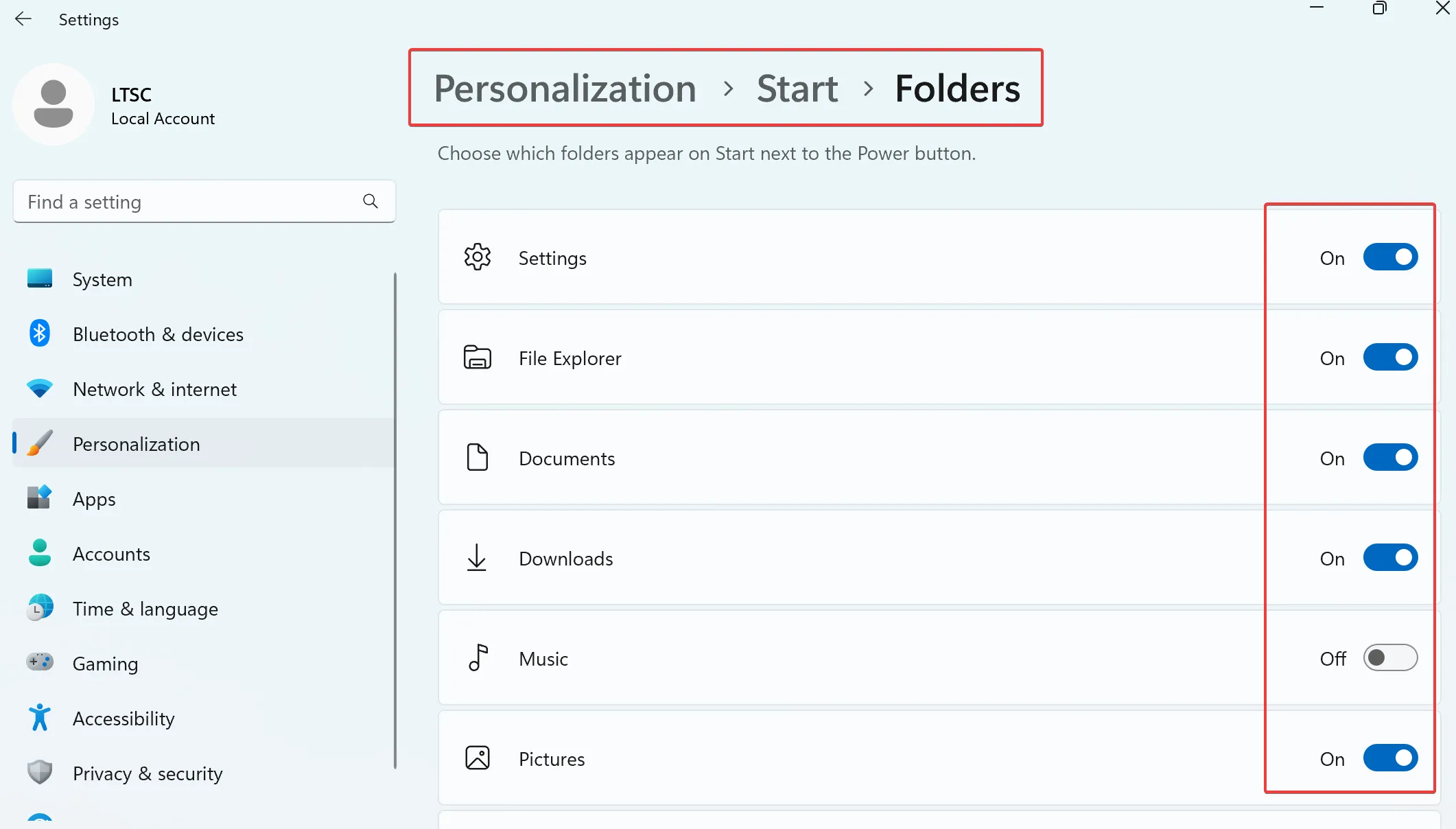 Add icons such as Settings and File Explorer to the Start Menu