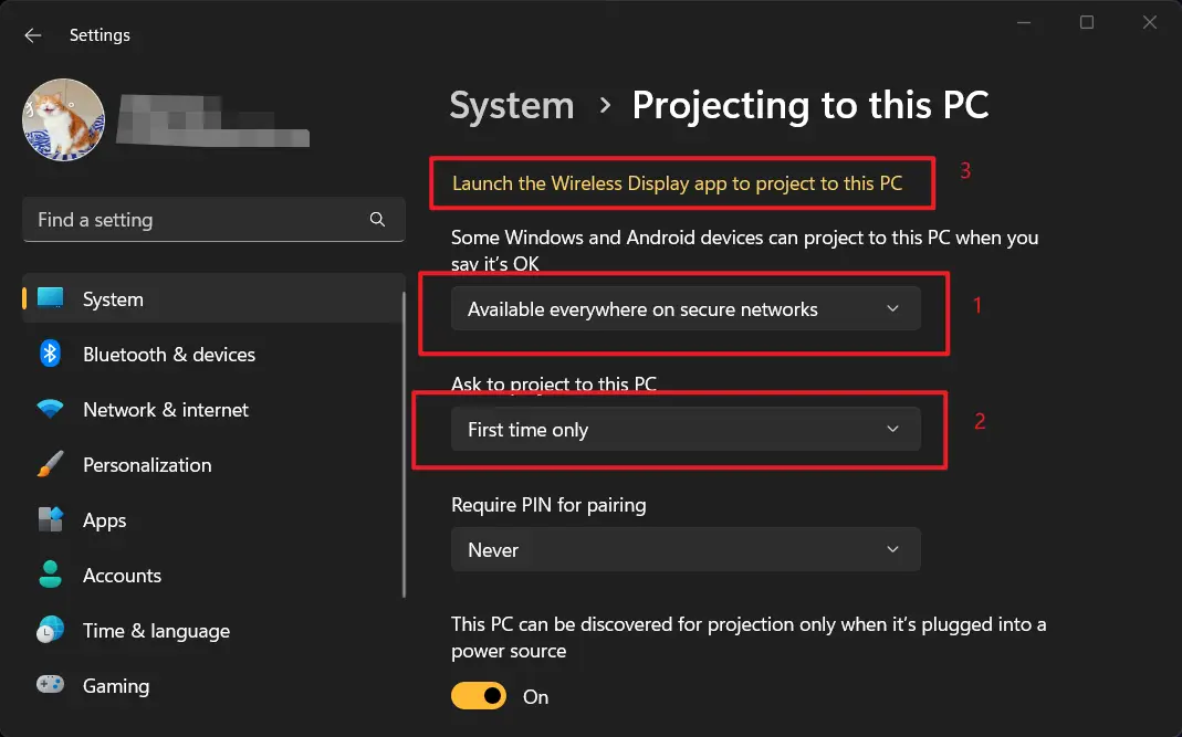 Configure the relevant options
