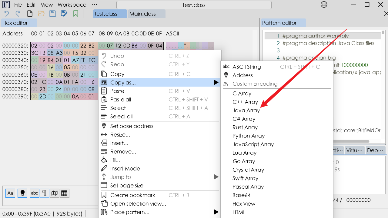 imhex获取java数组