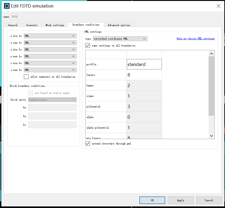 FDTD Boundary conditions
