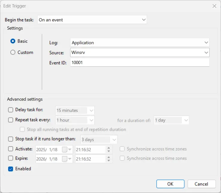 Switch to the Triggers tab and create a new trigger