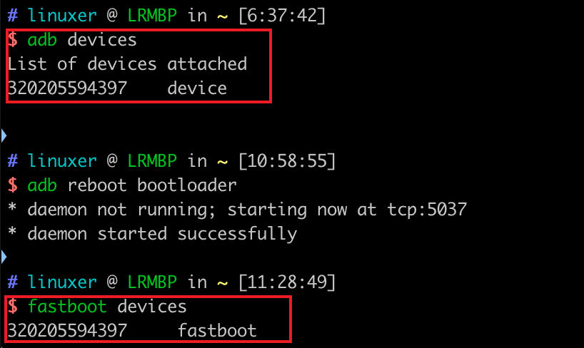 7.fastboot devices
