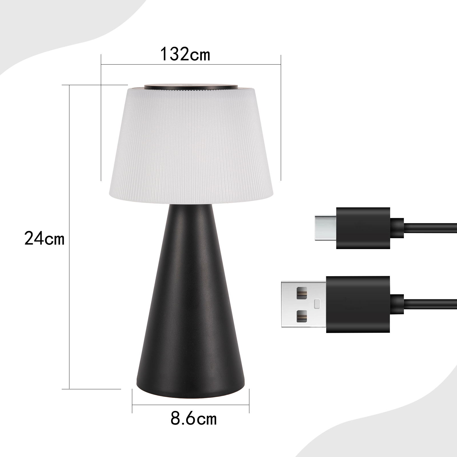 Glitzerlife Tischlampe Solar Akku Nachttischlampe - Modern Kabellos Led Tischleuchte 3600mhA Aufladbar Touch Dimmbar Weiß Lampe Mit USB Batterie Tischlampen_voghion.com