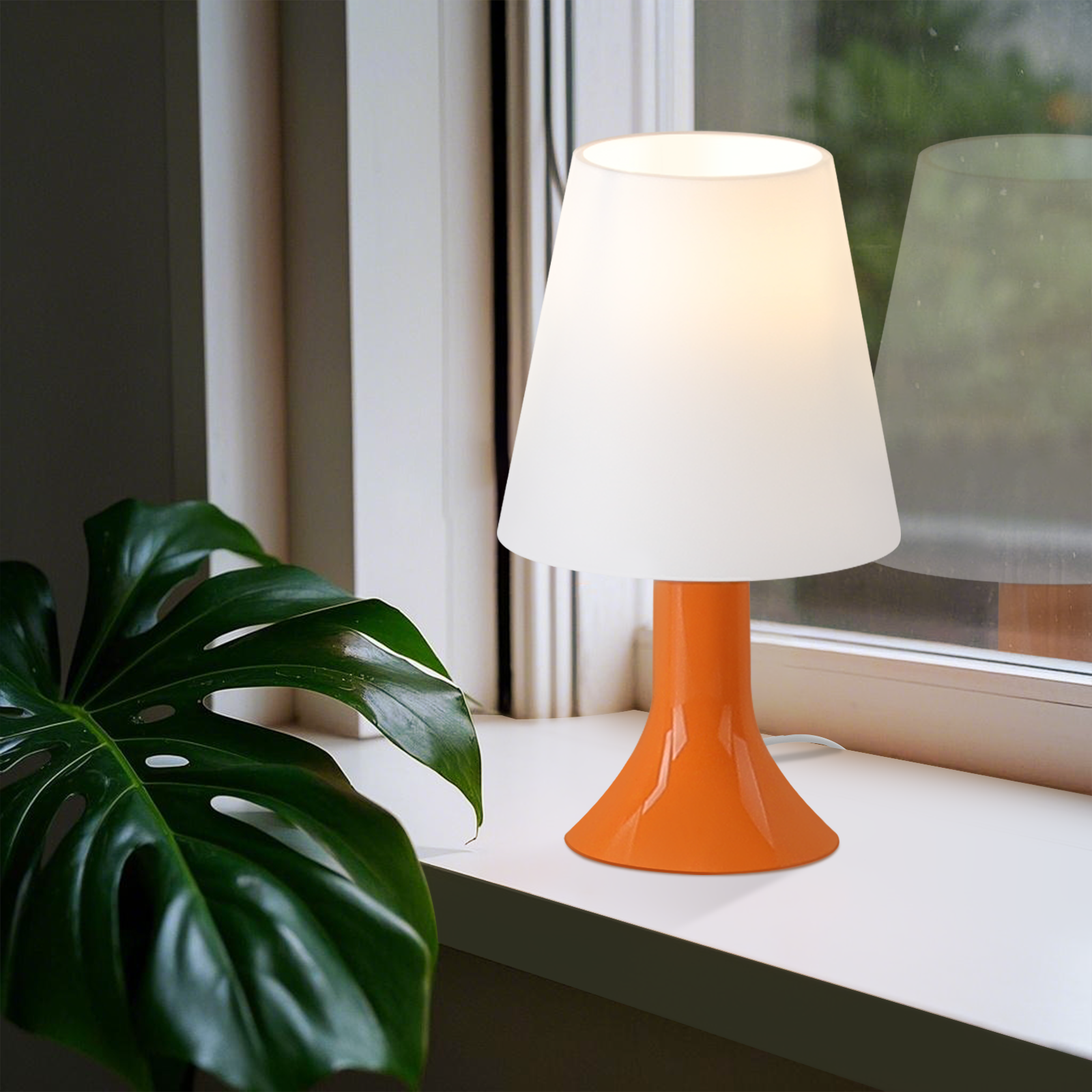 Glitzerlife Nachttischlampe 2er Set Tischleuchte Mit Kabel - TischlampeKleine Lampe E14 Tischlampen Orange Moderne Landhausstil Für Esstisch Schlafzimmer_voghion.com