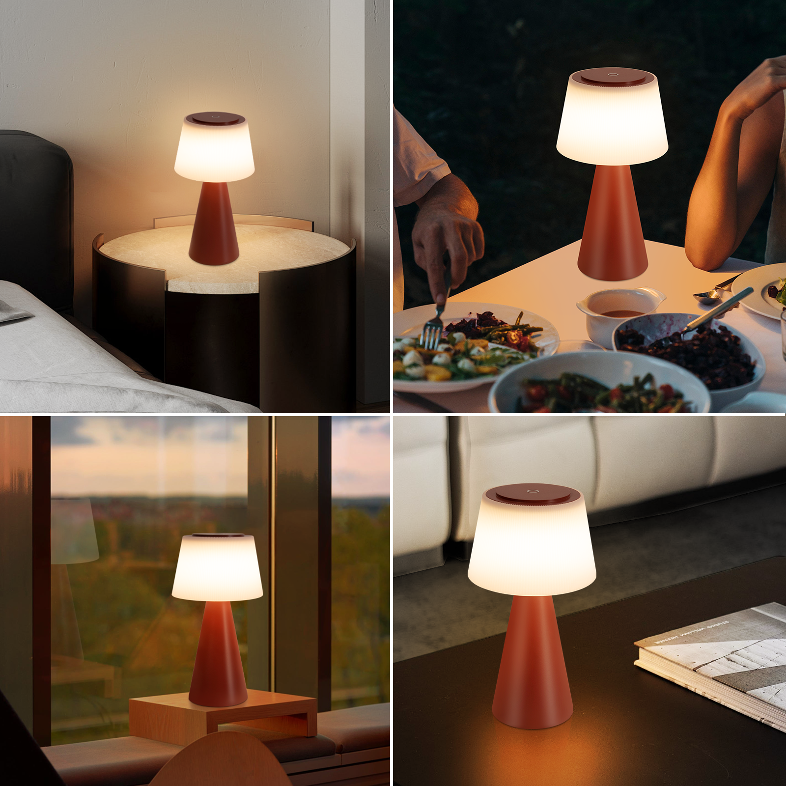 Glitzerlife Tischlampe Solar Akku Nachttischlampe - Modern Kabellos Led Tischleuchte 3600mhA Aufladbar Touch Dimmbar Weiß Lampe Mit USB Batterie Tischlampen_voghion.com