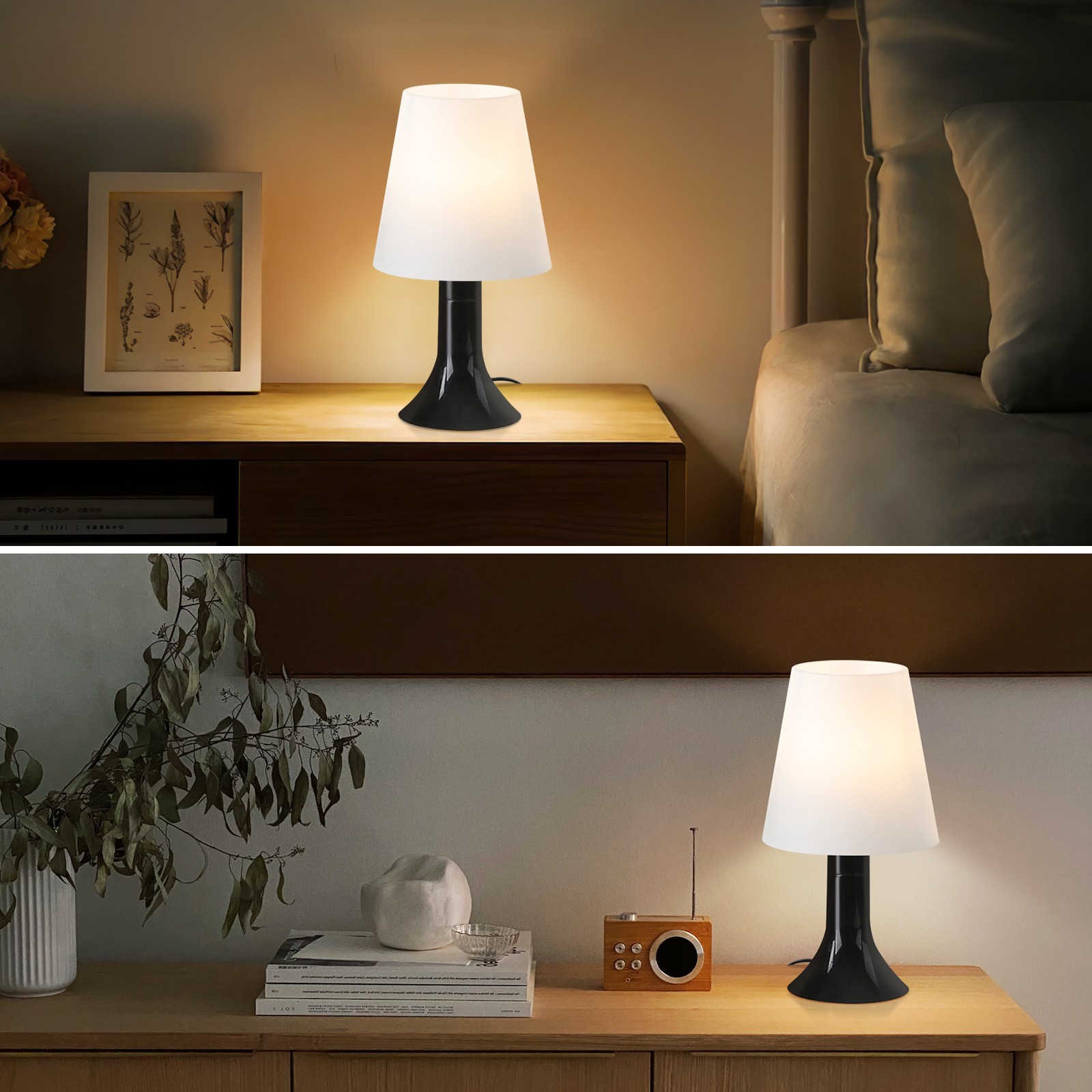 Glitzerlife Nachttischlampe 2er Set Tischleuchte Mit Kabel - TischlampeKleine Lampe E14 Tischlampen Orange Moderne Landhausstil Für Esstisch Schlafzimmer_voghion.com