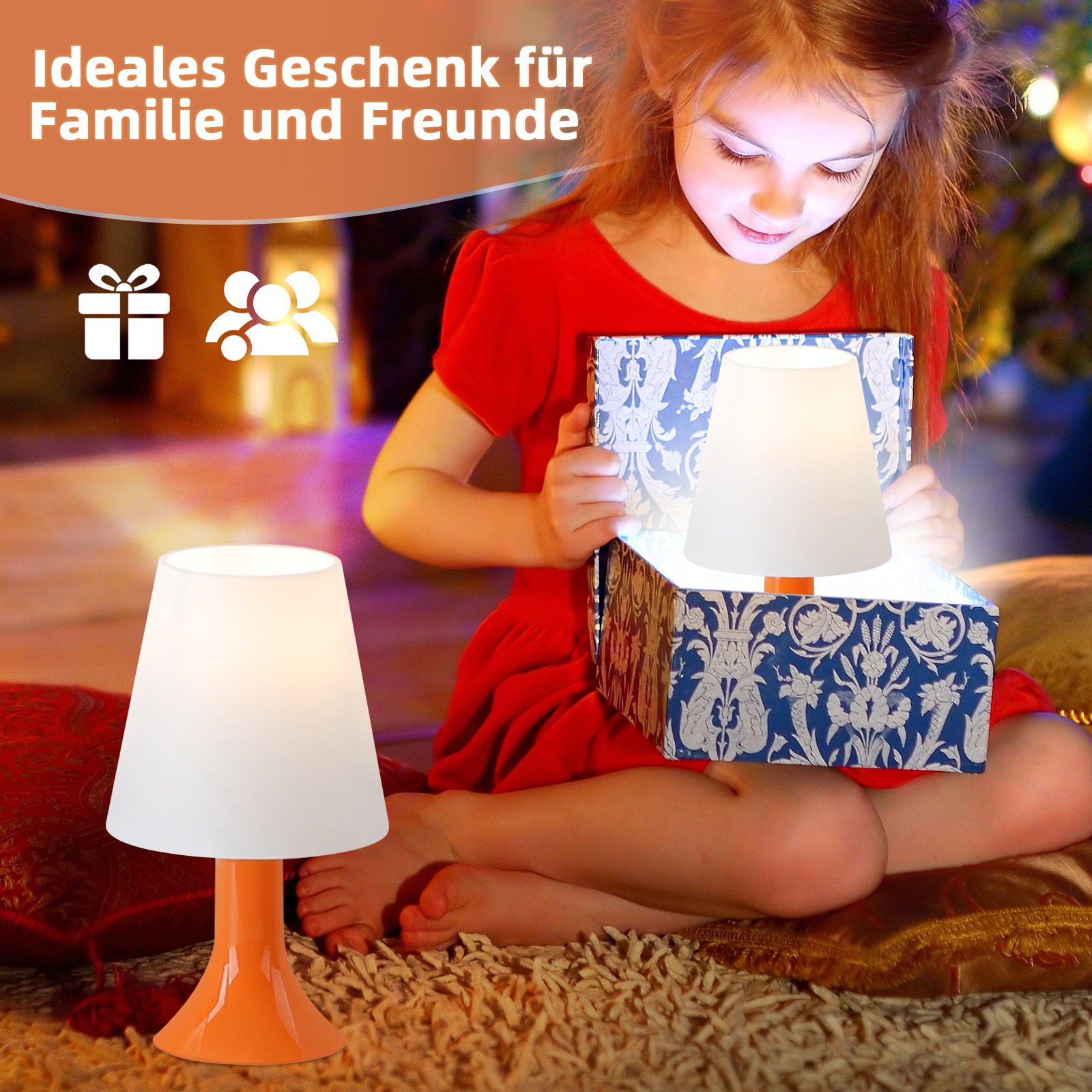 Glitzerlife Nachttischlampe 2er Set Tischleuchte Mit Kabel - TischlampeKleine Lampe E14 Tischlampen Orange Moderne Landhausstil Für Esstisch Schlafzimmer_voghion.com