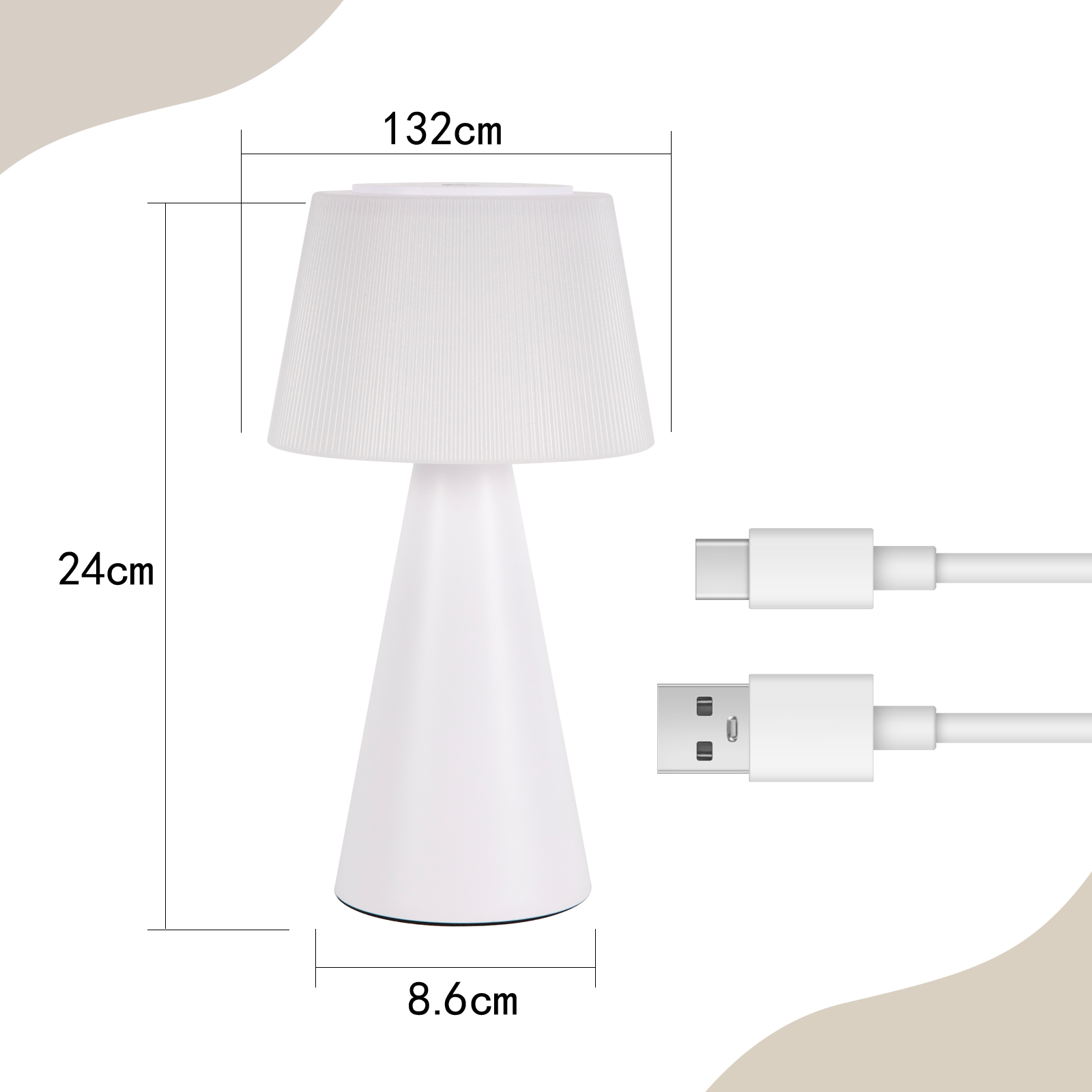 Glitzerlife Tischlampe Solar Akku Nachttischlampe - Modern Kabellos Led Tischleuchte 3600mhA Aufladbar Touch Dimmbar Weiß Lampe Mit USB Batterie Tischlampen_voghion.com