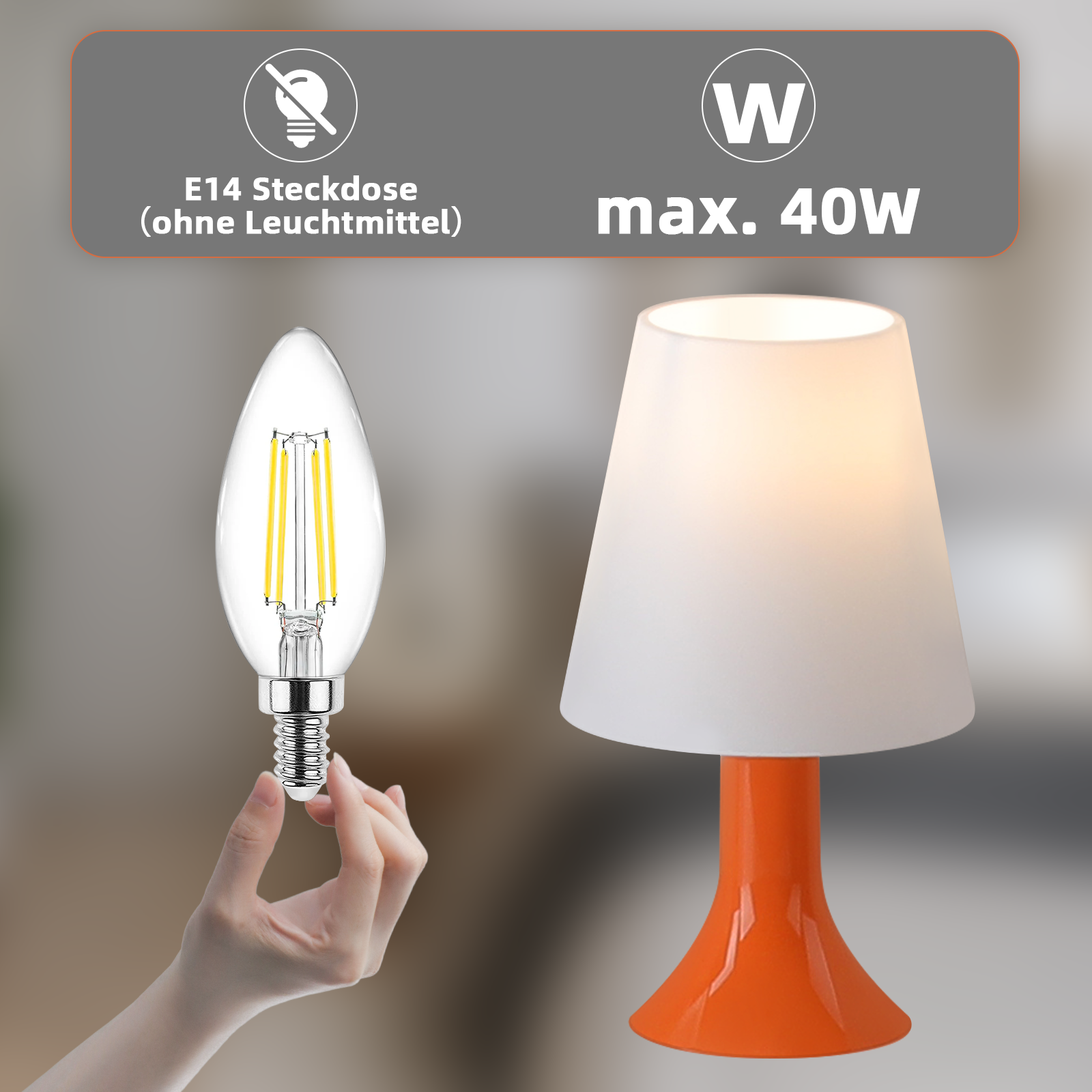 Glitzerlife Nachttischlampe 2er Set Tischleuchte Mit Kabel - TischlampeKleine Lampe E14 Tischlampen Orange Moderne Landhausstil Für Esstisch Schlafzimmer_voghion.com