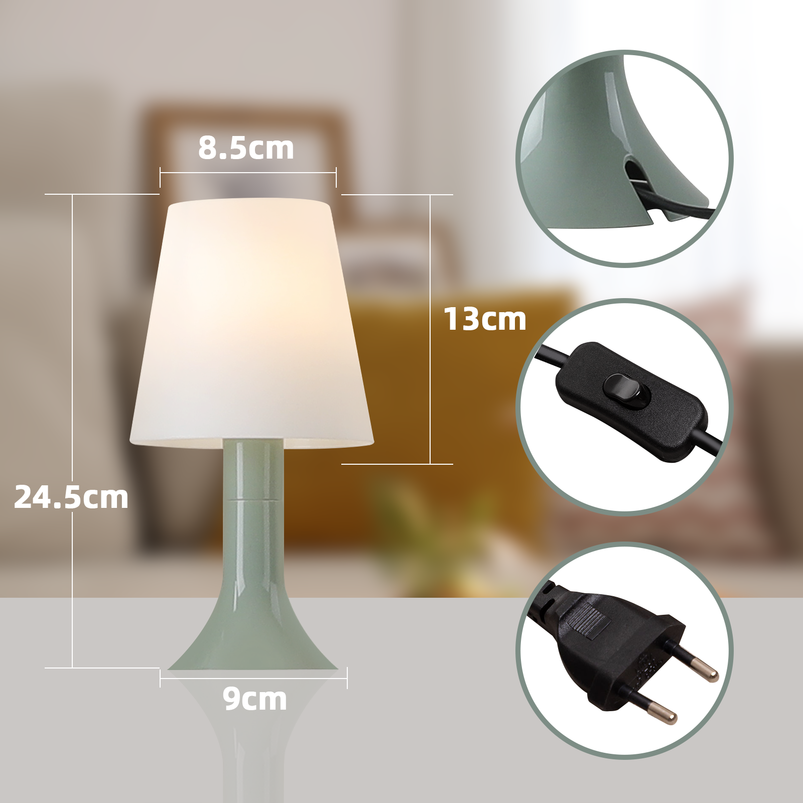 Glitzerlife Nachttischlampe 2er Set Tischleuchte Mit Kabel - TischlampeKleine Lampe E14 Tischlampen Orange Moderne Landhausstil Für Esstisch Schlafzimmer_voghion.com