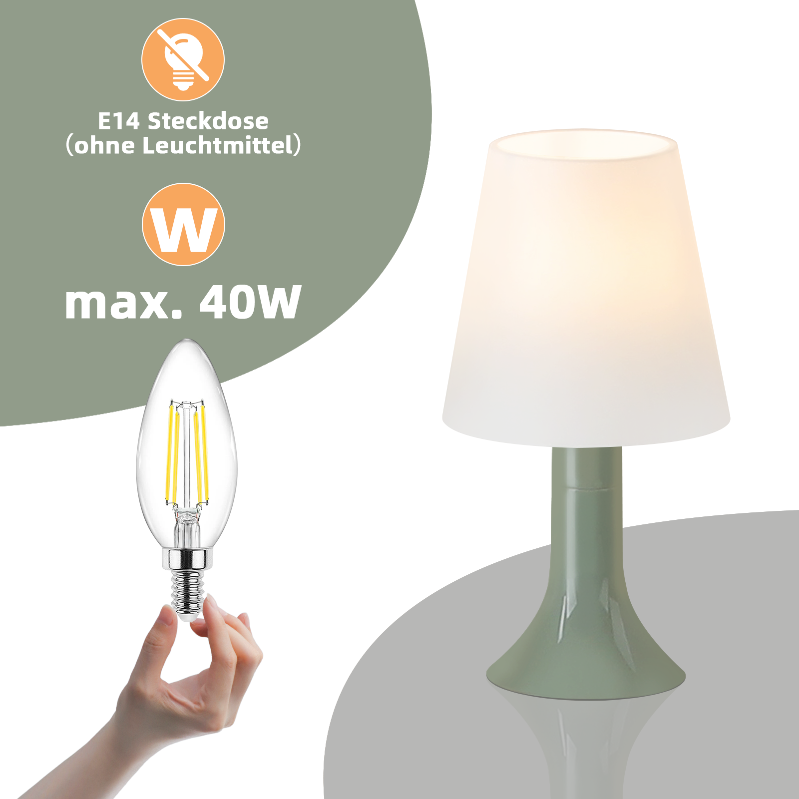Glitzerlife Nachttischlampe 2er Set Tischleuchte Mit Kabel - TischlampeKleine Lampe E14 Tischlampen Orange Moderne Landhausstil Für Esstisch Schlafzimmer_voghion.com