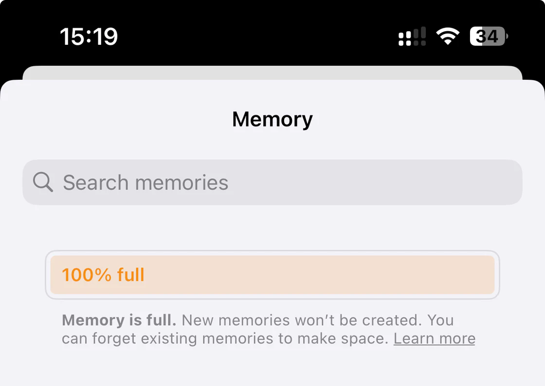 memory is full