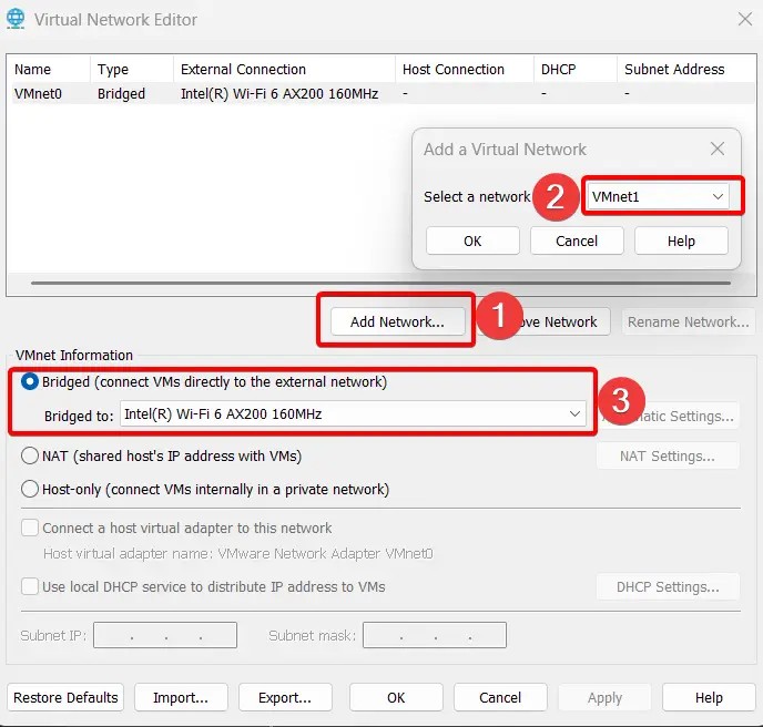 Add a new virtual network