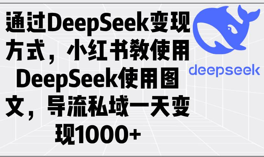 通过 DeepSeek 变现方式，小红书教使用 DeepSeek 图文，导流私域一天变现 1000+ | 百度网盘