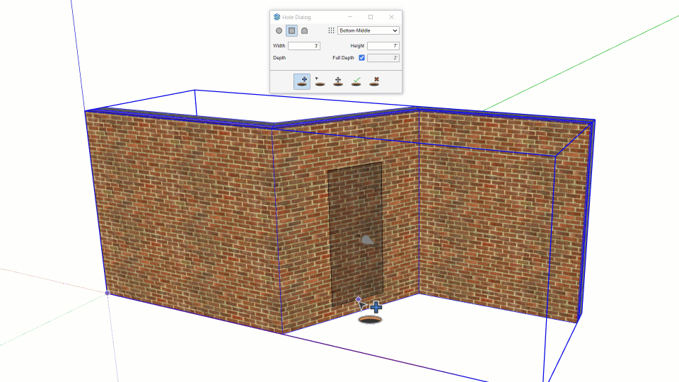 在多层墙装配体中编辑和移动孔