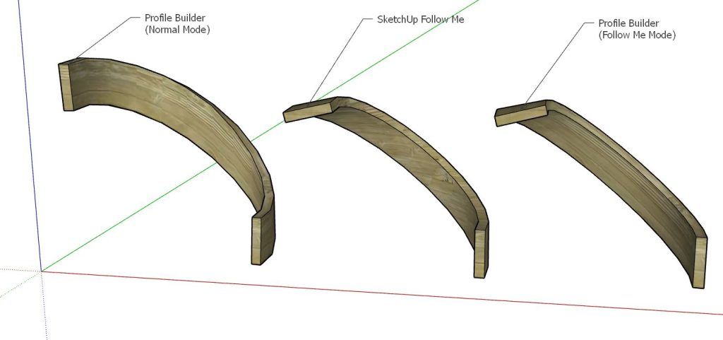 Profile Builder 挤压模式与 SketchUp 路径跟随的比较