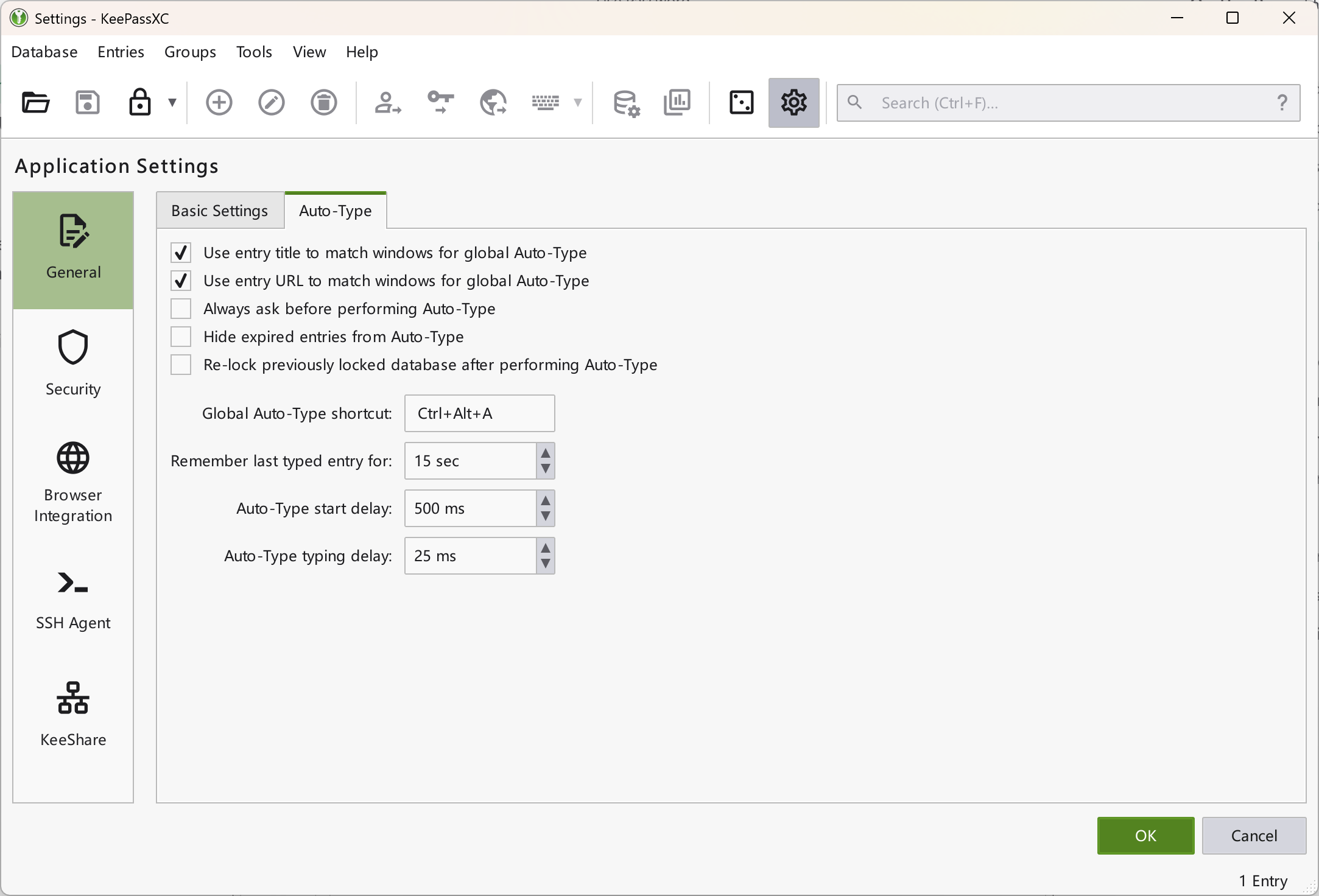 Auto Type Settings